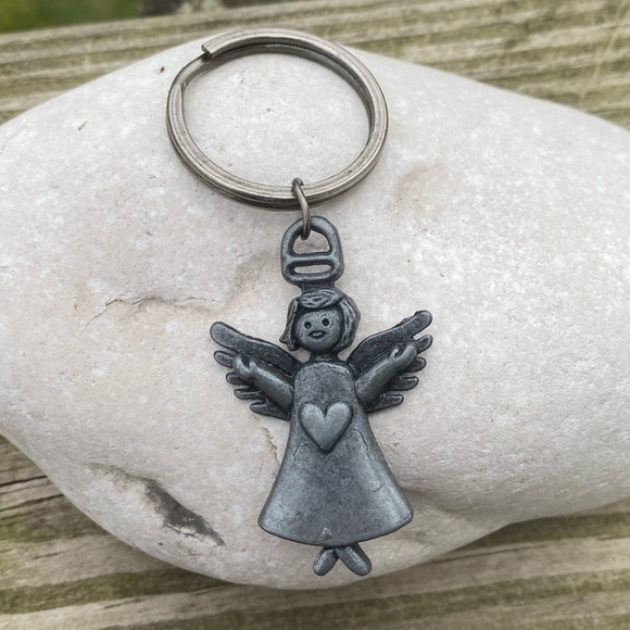 Angel heart key chain pewter angelic bag or key fob - Picture 5 of 7
